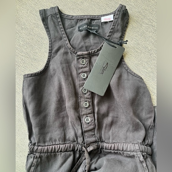 Silver Jeans NWT black button down pants romper 4T - Picture 2 of 5